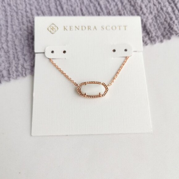 Kendra Scott Elisa Rose Gold Necklace white Pearl - Picture 1 of 4